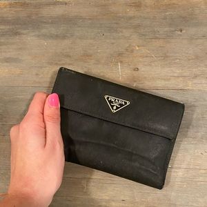 PRADA black nylon wallet.